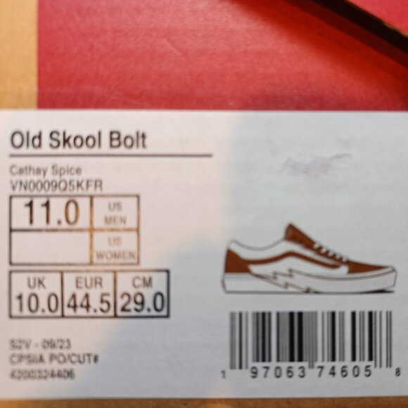 Vans Men's 11 Old Skool Bolt Cathay Spice/True White - VN0009Q5KFR - Picture 5 of 12